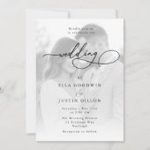 Minimalistisches Foto mit eleganter Script-Hochzei Einladung (Vorderseite)