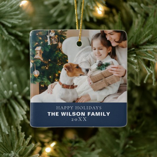 Minimalistisches Foto mit Haustieren Weihnachten Keramikornament (Baum)