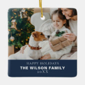 Minimalistisches Foto mit Haustieren Weihnachten Keramikornament (Vorderseite)