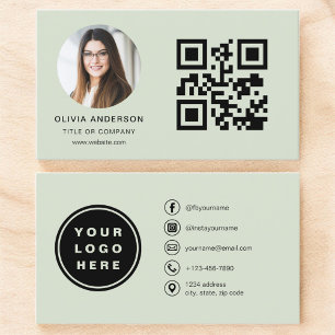 Minimalistisches Foto mit QR-Code anzeigen Visitenkarte