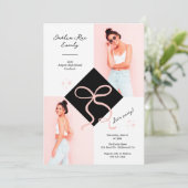 Minimalistisches Foto mit rosa Verschlusskappe und Einladung (Stehend Vorderseite)