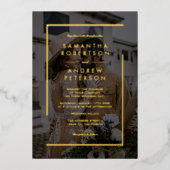 Minimalistisches Foto mit schwarzem Gold Folieneinladung (Vorderseite)