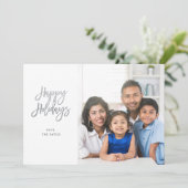 Minimalistisches Foto mit Silver Sparkle Happy Hol (Stehend Vorderseite)