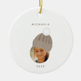 Minimalistisches Foto mit Taupe Hat Weihnachten Keramik Ornament