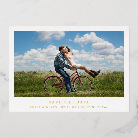 Minimalistisches Foto Moden Wedding Save the Date Folieneinladung (Vorderseite)