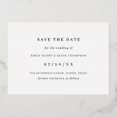 Minimalistisches Foto Moden Wedding Save the Date Folieneinladung (Rückseite)
