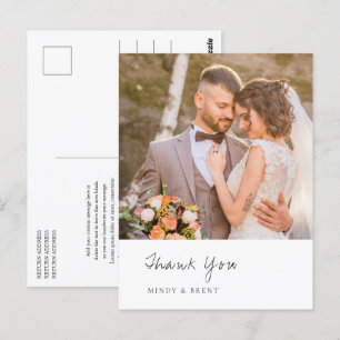 Minimalistisches Foto Moderne Hochzeit Vielen Dank Postkarte