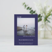 Minimalistisches Foto Modernes Blue Wedding RSVP Postkarte (Stehend Vorderseite)