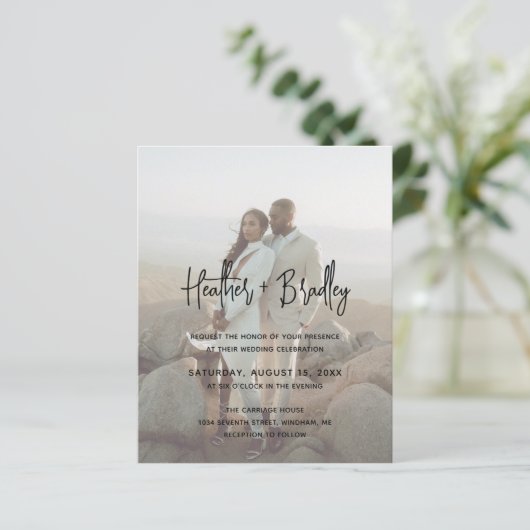 Minimalistisches Foto Modernes Budget Einladung (Stehend Vorderseite)