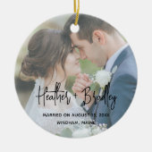 Minimalistisches Foto Modernes Erstes Weihnachtsfe Keramik Ornament (Vorne)