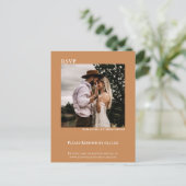 Minimalistisches Foto Modernes Golden Tan Wedding  Postkarte (Stehend Vorderseite)
