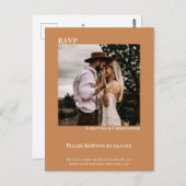 Minimalistisches Foto Modernes Golden Tan Wedding  Postkarte (Vorne/Hinten)