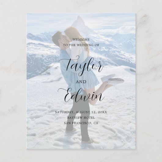 Minimalistisches Foto Modernes Hochzeitsprogramm (Vorderseite)