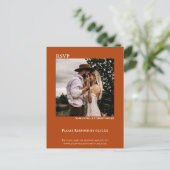 Minimalistisches Foto Modernes Rust Orange Wedding Postkarte (Stehend Vorderseite)