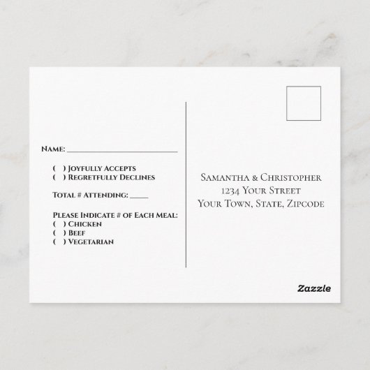 Minimalistisches Foto Modernes Smaragdgrünes Hochz Postkarte (Rückseite)