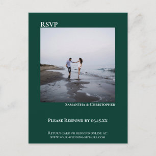 Minimalistisches Foto Modernes Smaragdgrünes Hochz Postkarte