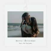 Minimalistisches Foto Modernes Weihnachten Ornament Aus Metall (Vorderseite)