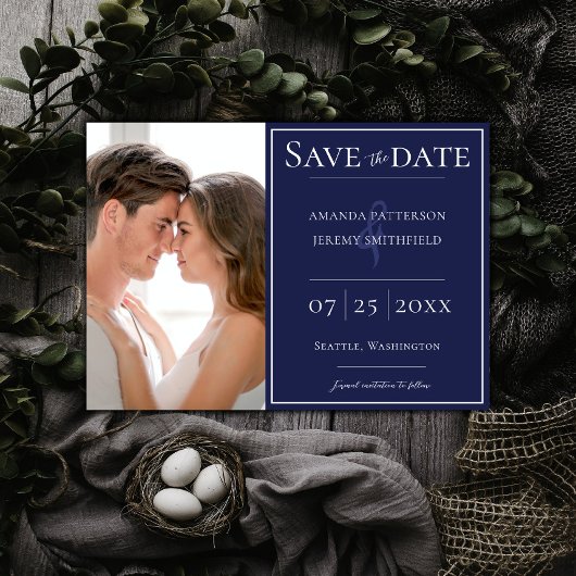 Minimalistisches Foto | Navy Blue Save the Date