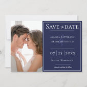 Minimalistisches Foto | Navy Blue Save the Date (Vorderseite)