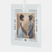 Minimalistisches Foto Newlywings 1. Weihnachten Ornament Aus Glas (Vorderseite links)