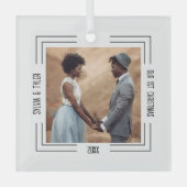 Minimalistisches Foto Newlywings 1. Weihnachten Ornament Aus Glas (Vorderseite)