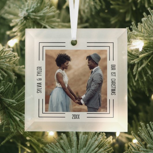 Minimalistisches Foto Newlywings 1. Weihnachten Ornament Aus Glas (Insitu)