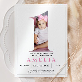 Minimalistisches Foto Nummer 1 zum Geburtstag Einl Einladung