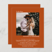 Minimalistisches Foto Orange BUDGET Hochzeit Einla (Vorne/Hinten)