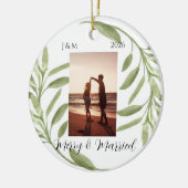 Minimalistisches Foto Ornament Merry & Verheiratet (Links)