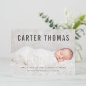 Minimalistisches Foto Overlay Geburtsankündigung Ankündigung (Stehend Vorderseite)