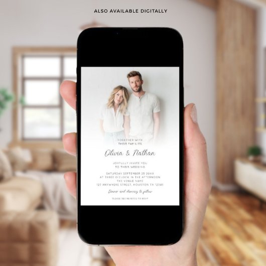 Minimalistisches Foto-Overlay QR-Code Hochfahren Einladung