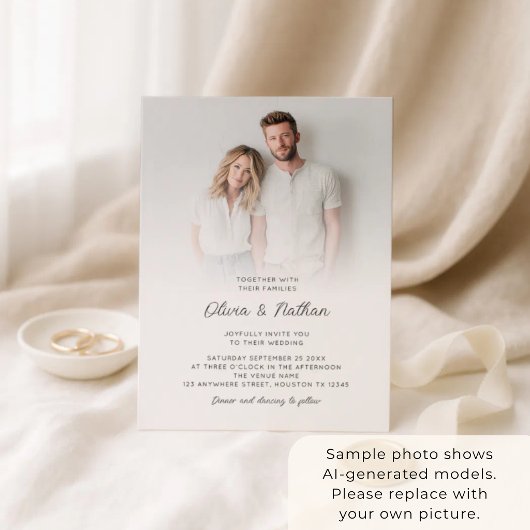 Minimalistisches Foto-Overlay-Skript QR-Code Hochf Einladung