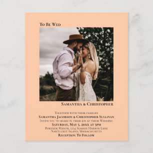 Minimalistisches Foto Peach BUDGET Hochzeit Einlad