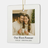 Minimalistisches Foto Personalisierter Text Keramikornament (Links)