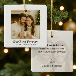 Minimalistisches Foto Personalisierter Text Keramikornament