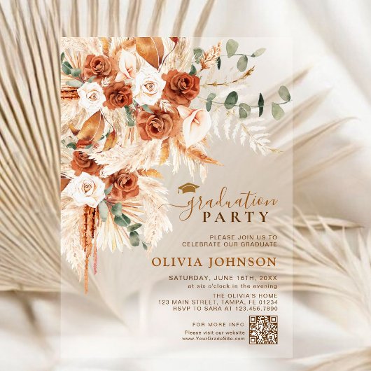 Minimalistisches Foto QR Code Abschluss Acryleinladungen