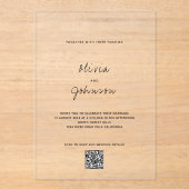 Minimalistisches Foto Qr Code Hochzeit Acryleinladungen (Vorderseite)