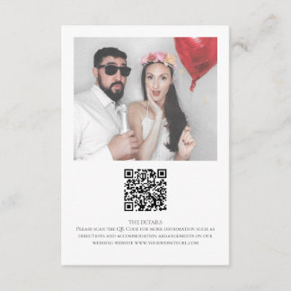 Minimalistisches Foto QR Code Hochzeit Begleitkarte