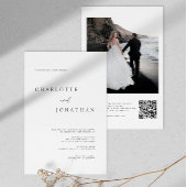 Minimalistisches Foto QR Code Hochzeit Einladung