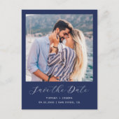 Minimalistisches Foto QR Code Navy Blue Save the D Postkarte (Vorderseite)