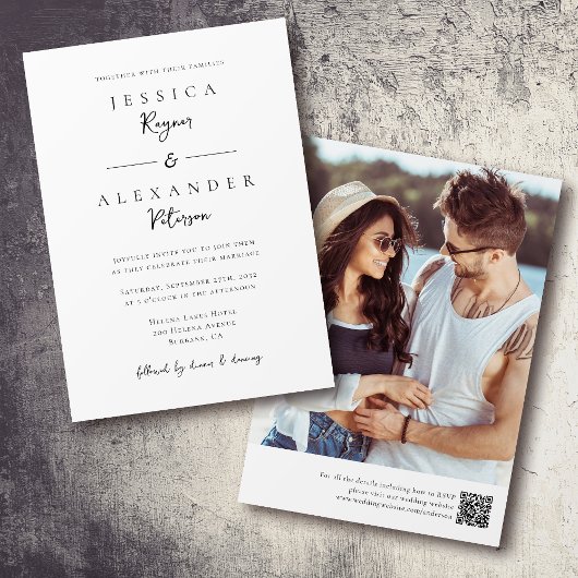 Minimalistisches Foto QR-Code Skript Hochfahren Einladung