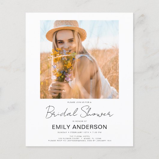 Minimalistisches Foto QR-Code Weißes Brautparty (Rückseite)