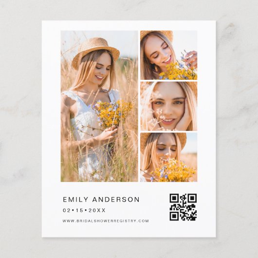 Minimalistisches Foto QR-Code Weißes Brautparty (Vorderseite)