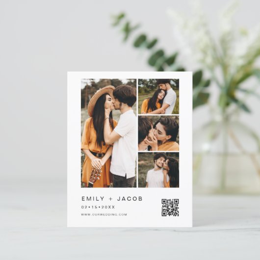 Minimalistisches Foto QR Code White Wedding (Stehend Vorderseite)