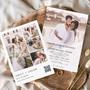Minimalistisches Foto QR Code White Wedding