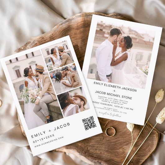 Minimalistisches Foto QR Code White Wedding
