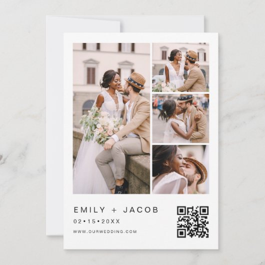 Minimalistisches Foto QR Code White Wedding Einladung (Vorderseite)