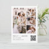 Minimalistisches Foto QR Code White Wedding Einladung (Stehend Vorderseite)