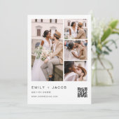 Minimalistisches Foto QR Code White Wedding Einladung (Stehend Vorderseite)