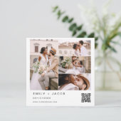 Minimalistisches Foto QR Code White Wedding Einladung (Stehend Vorderseite)